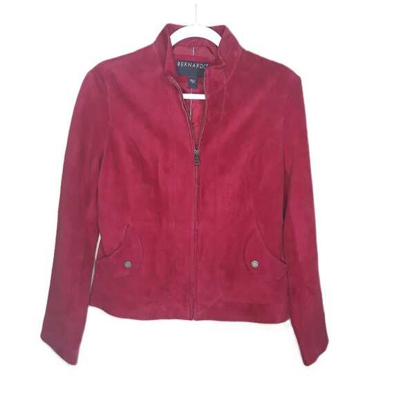 Bernando Leather Red Zip Up Jacket S Classic Fall - Picture 1 of 13